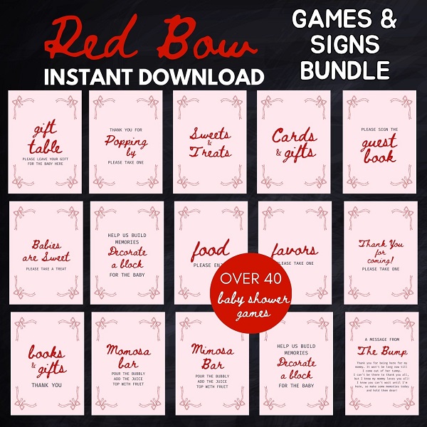 printable red ribbon signs