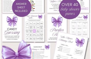 purple bow baby shower games