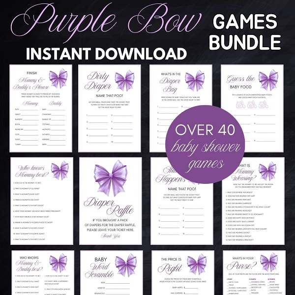 purple bow baby shower