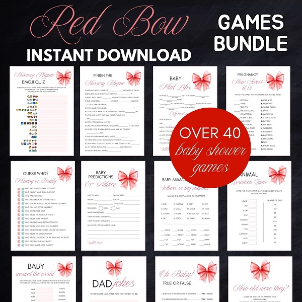 red bow baby shower games download