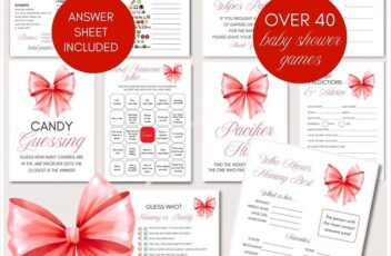 red bow baby shower games package