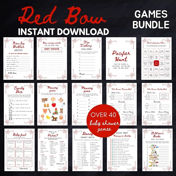retro bow baby shower games