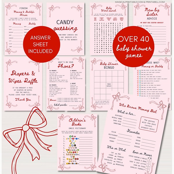 red ribbon baby shower games