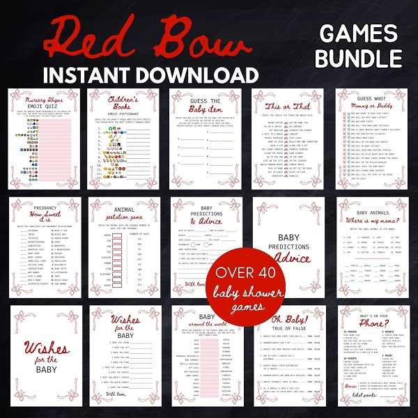 red ribbon bow baby shower games