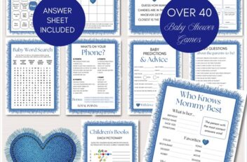 Editable Blue Jean Baby Theme Baby Shower Games Bundle
