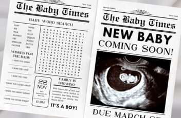 Editable Newspaper New Baby Pregnancy Announcement