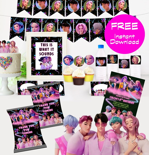 Free printable KPOP Demon Hunters Birthday Printable decoration 6