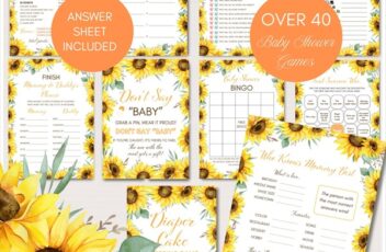 Sunflower Baby Shower Games Package