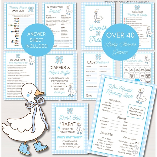 blue goose baby shower games package