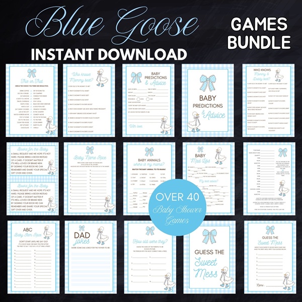 blue goose baby shower games printable