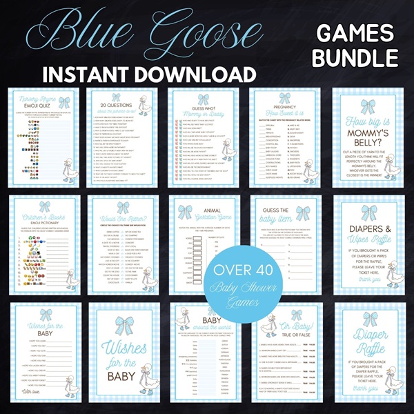 boy goose baby shower games package