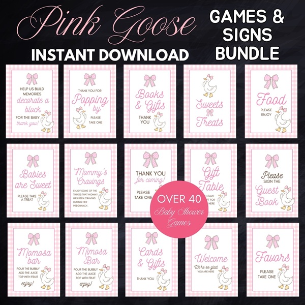 girl goose baby shower game pack