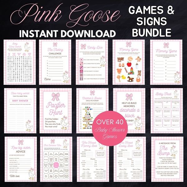 girl goose baby shower game signs