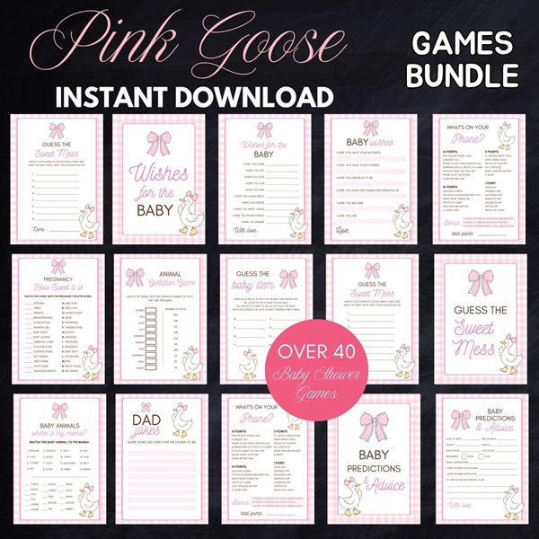 pink goose baby shower game printable