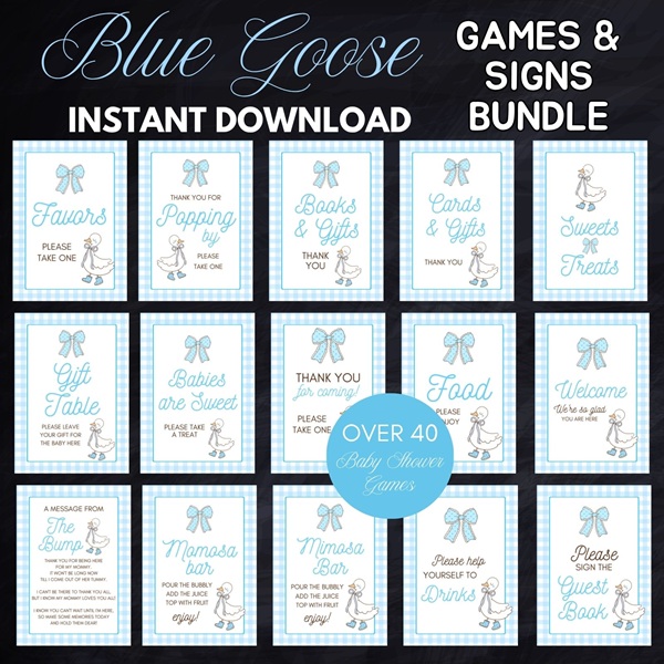 printable goose theme baby shower
