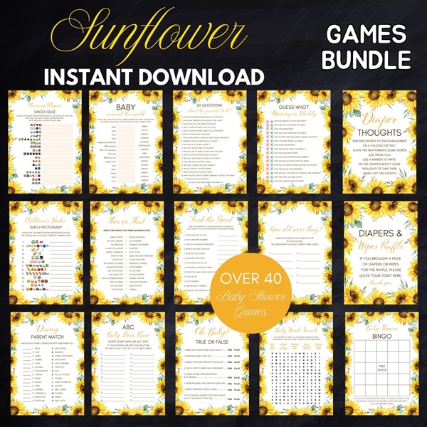 printable sunflower baby shower games