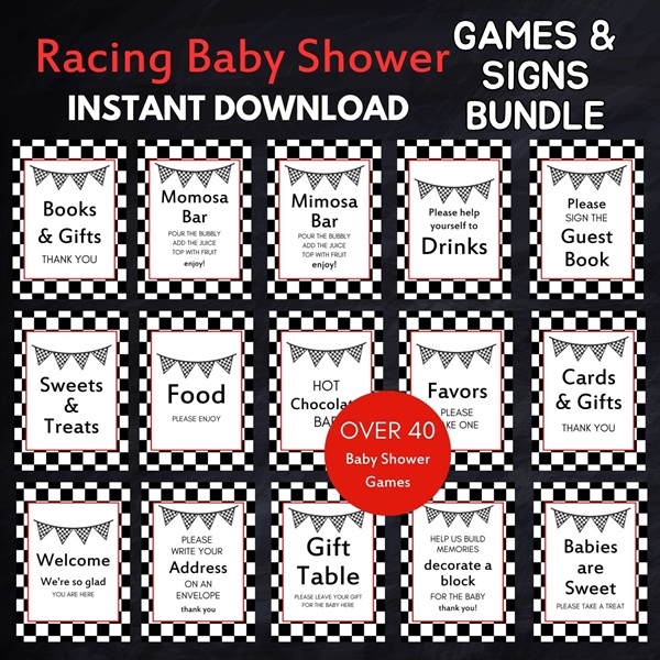 racing party table signs