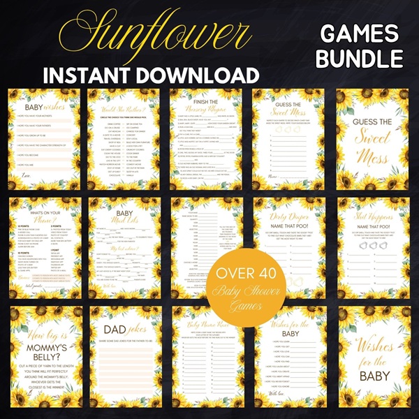 sunflower baby shower game templates