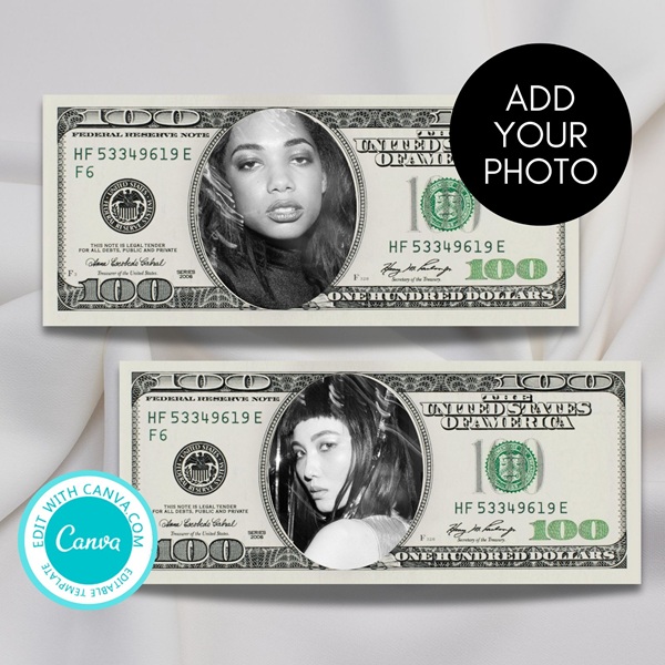 DIY 100 Dollars Bill Template