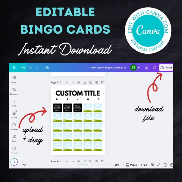 DIY Custom Bingo cards canva