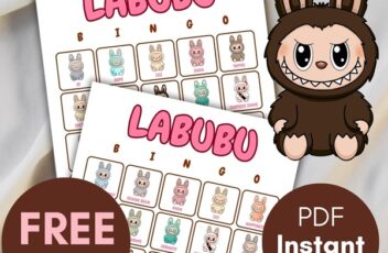 free labubu party bingo cards printable