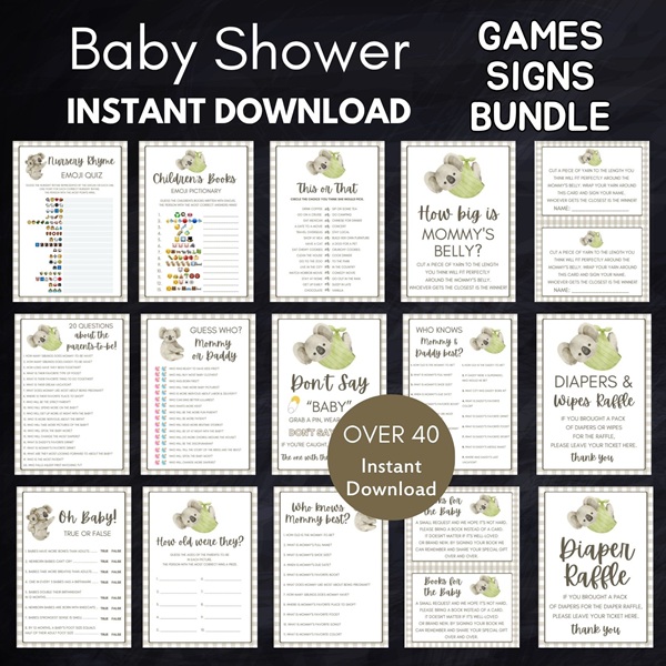 Koala baby shower games printable