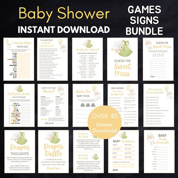 cute lamb baby shower games printable