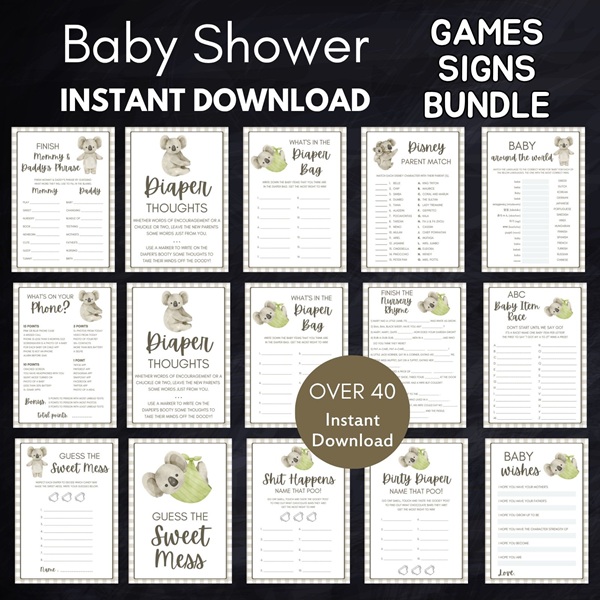 Koala baby shower games printable