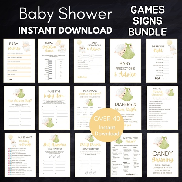 cute lamb baby shower games printable