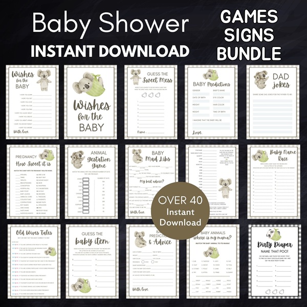 Koala baby shower games printable