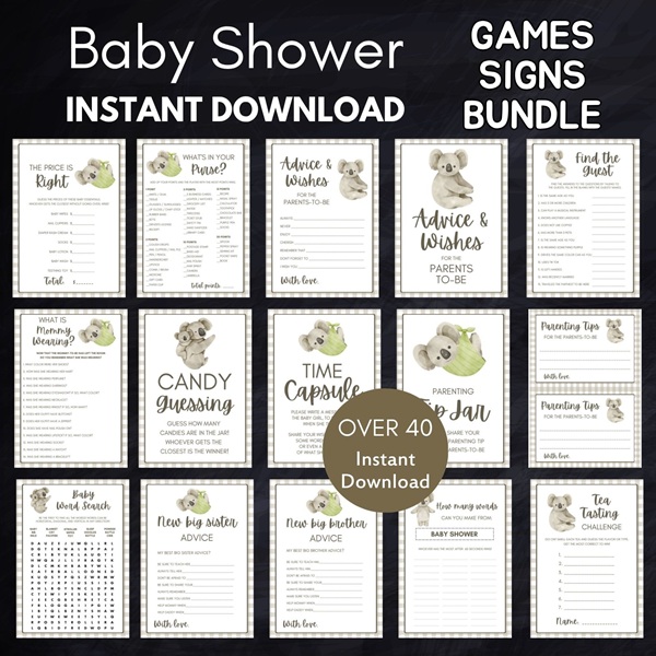 Koala baby shower games printable