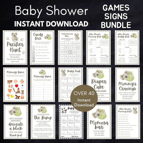 Koala baby shower games printable