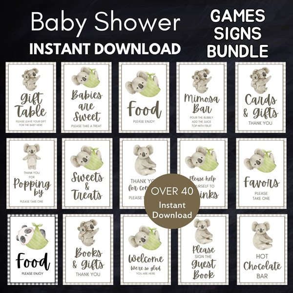 Koala baby shower games printable