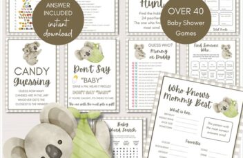 Koala baby shower games printable