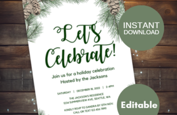 Pinecones Editable Invitation