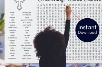 boy Christening game word search poster