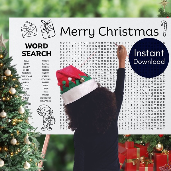 christmas word search for kids santa elves word search
