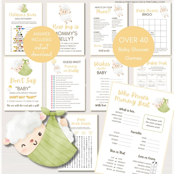 lamb baby shower games printable