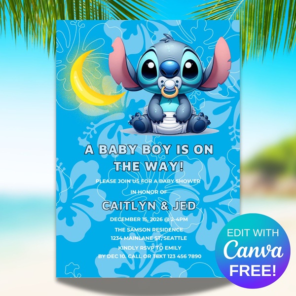 free editable stitch party invitation