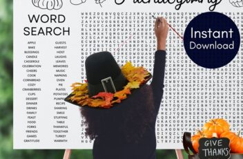 friendsgiving party game word search poster