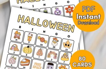groovy halloween bingo game cards