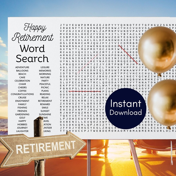 happy retirement celebration word search game