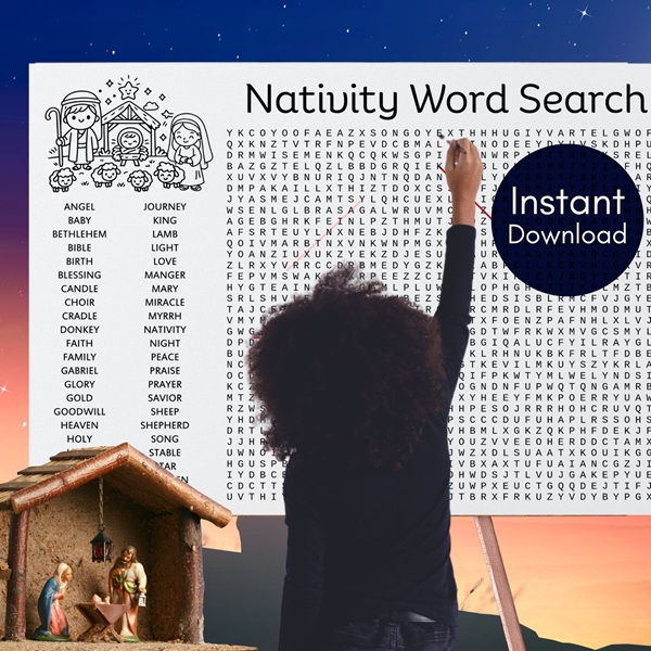 nativity scene word search game