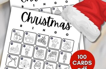 printable christmas bingo cards in black and white