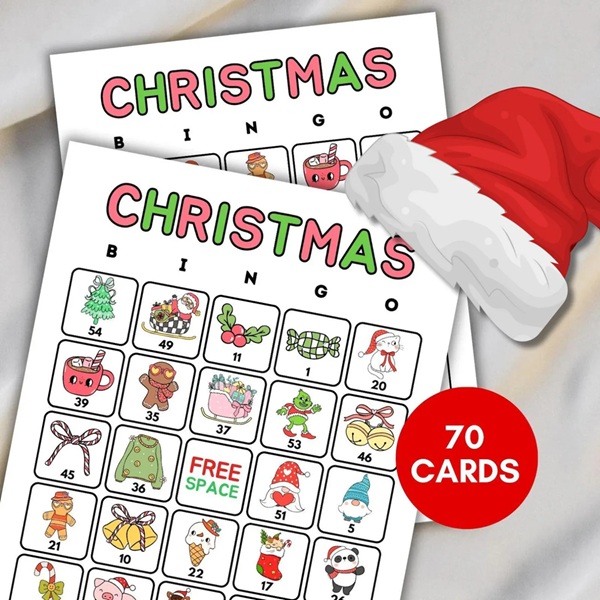 groovy christmas bingo cards