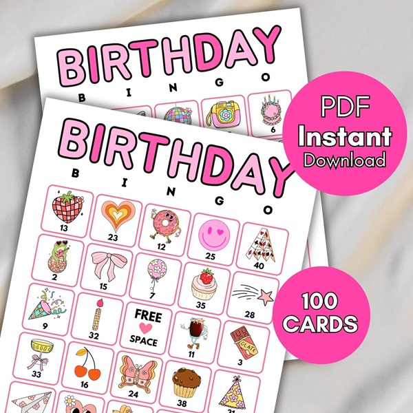 printable groovy girls birthday bingo