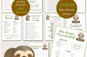 snuggling sloth baby shower game package
