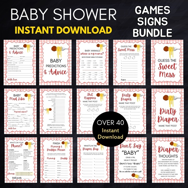 little meatball baby shower games bundle