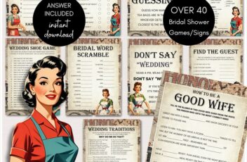 1950 retro Housewife Bridal Shower Game Printables