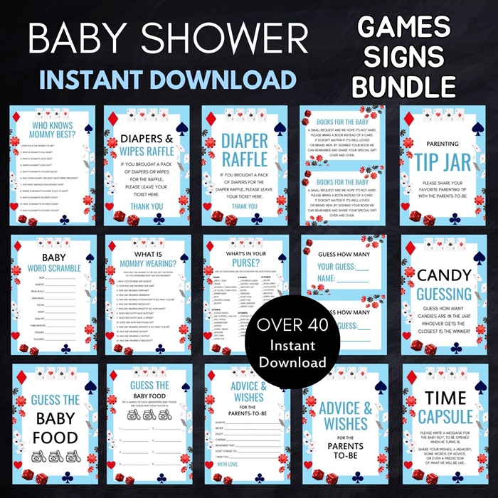 boy casino baby shower games - poker baby